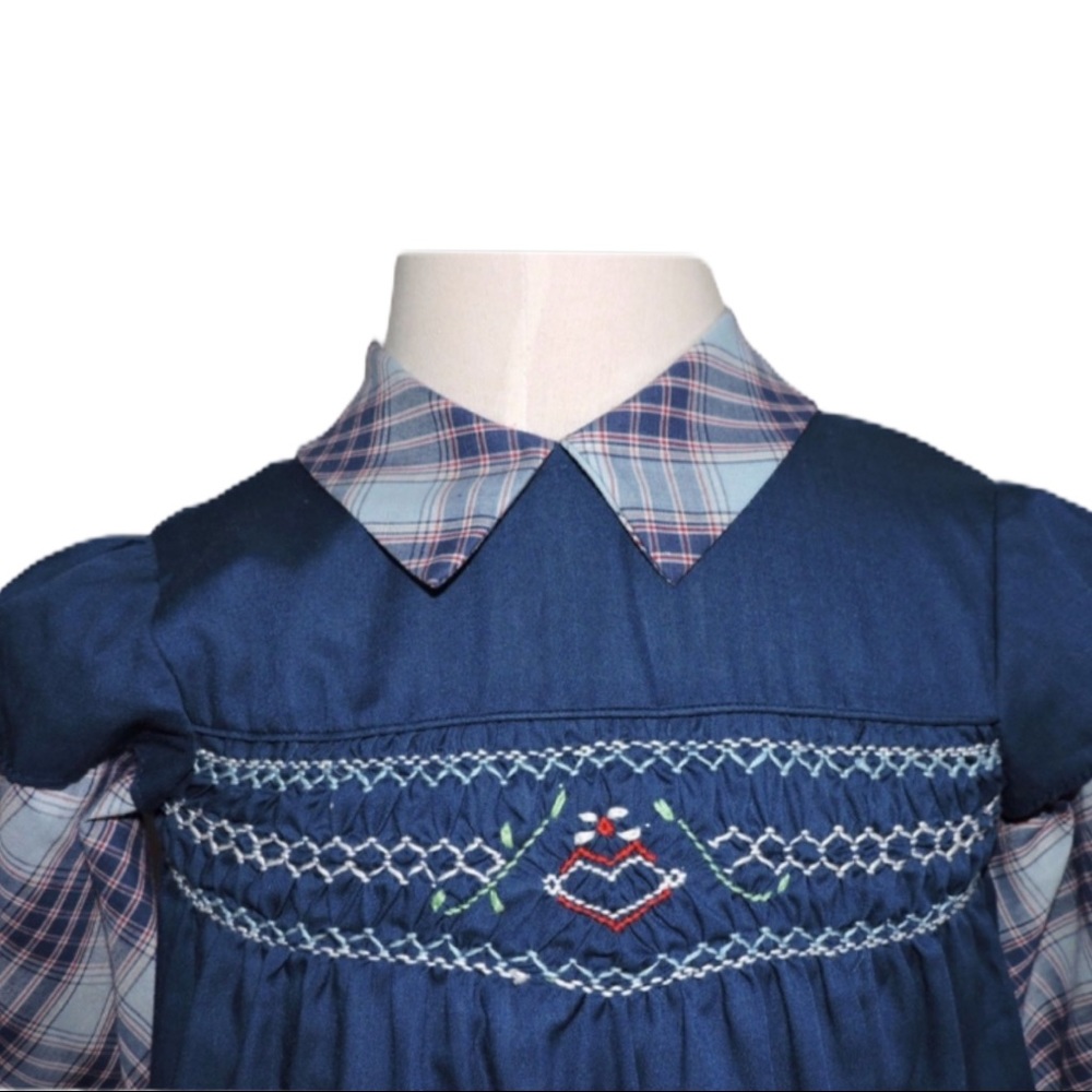 Vintage Princess Anne Hand Smocked Blue Dress 6 - Picture 2 of 5
